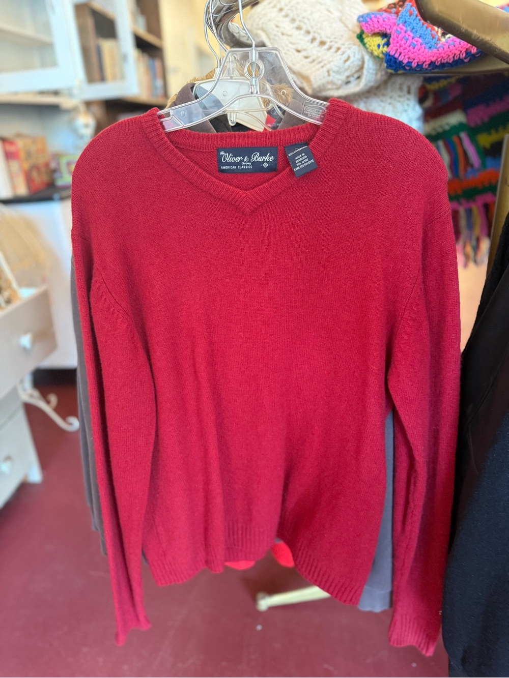 Men's Crimson V-Neck Sweater
